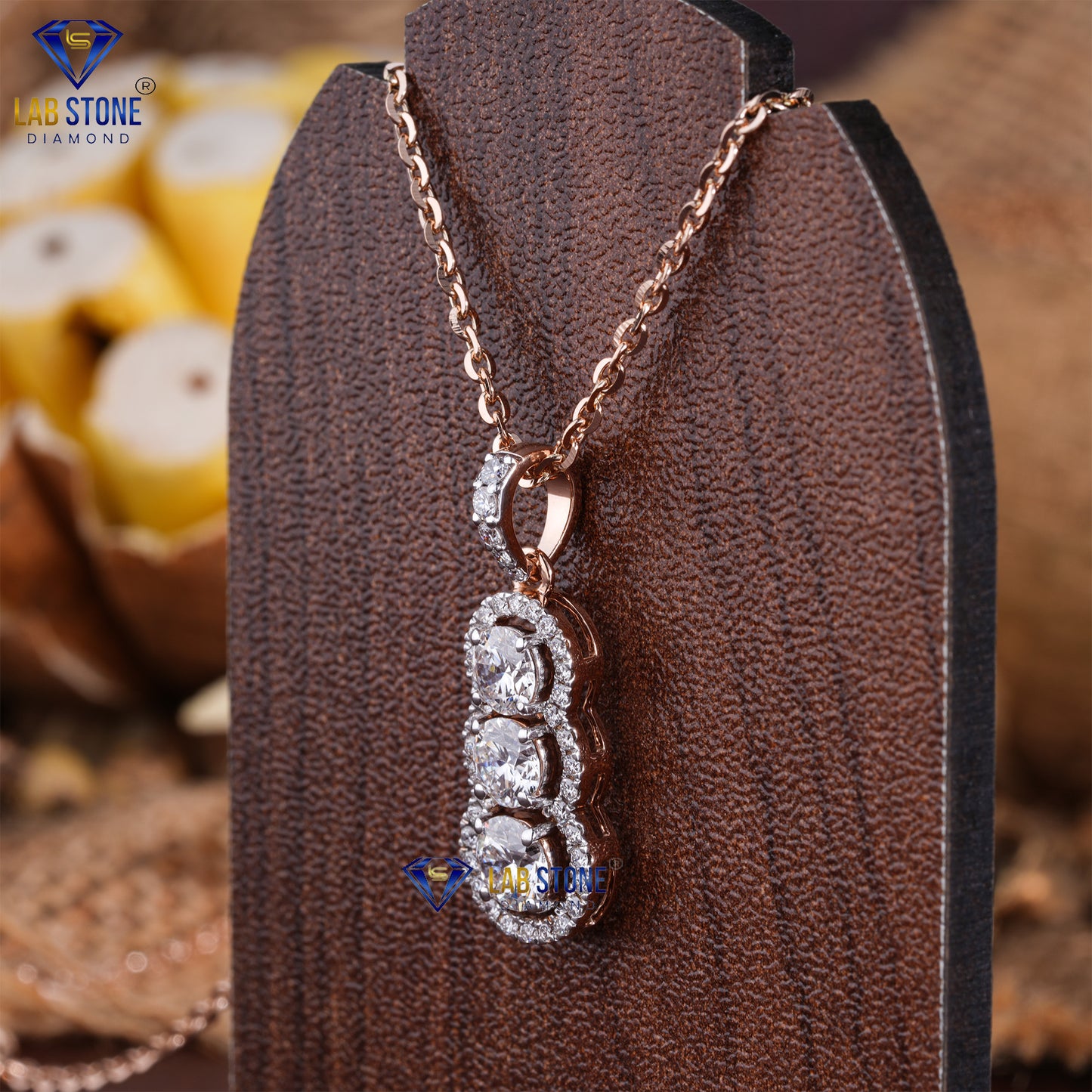 1.366 TDW Round Cut Diamond Custom Pendant with Chain