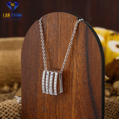 0.352 TDW Round Cut Diamond Custom Pendant With Chain