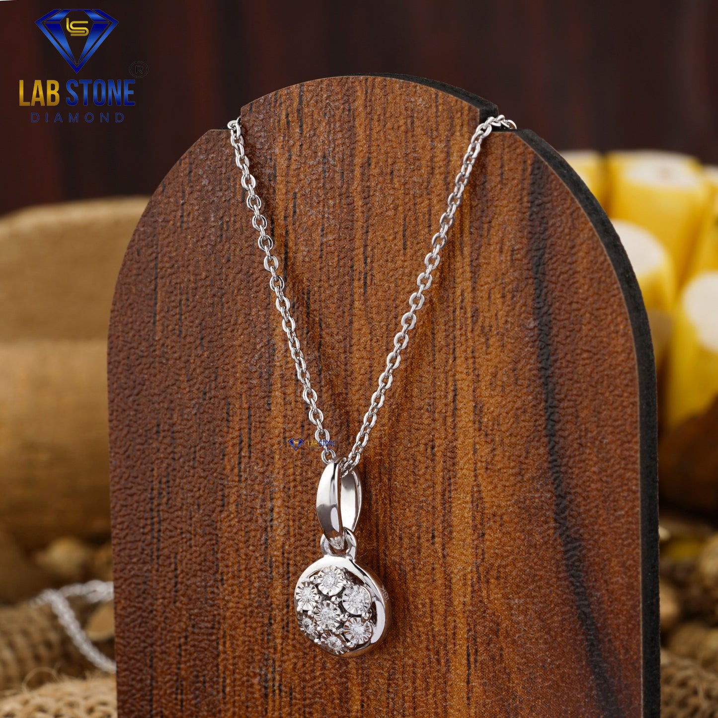 0.07 TDW Round Cut Diamond Custom Pendant with Chain