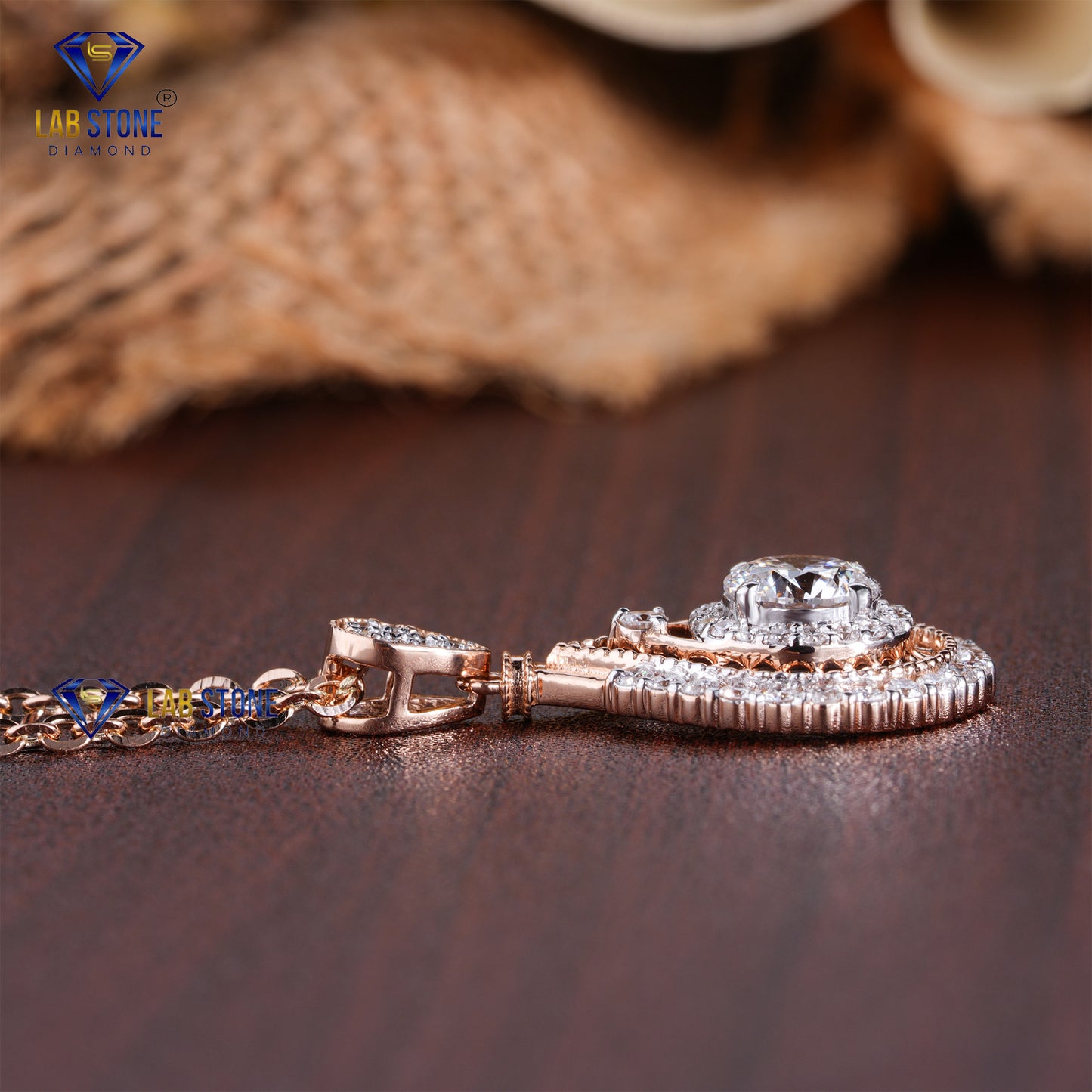 2.227 TDW Round Cut Diamond Custom Pendant with Chain