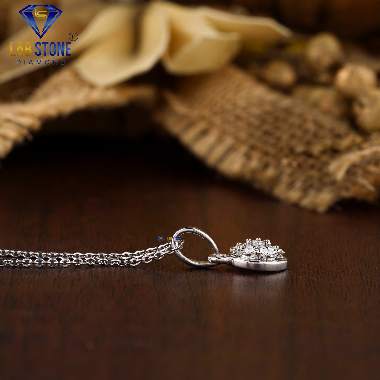 0.07 TDW Round Cut Diamond Custom Pendant with Chain