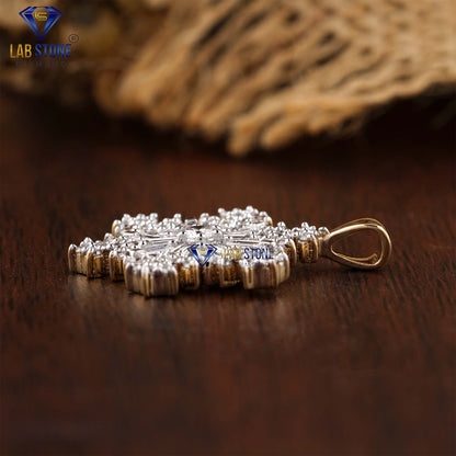 0.73 TDW Baguette & Round Cut Snowflake Diamond Custom Pendant
