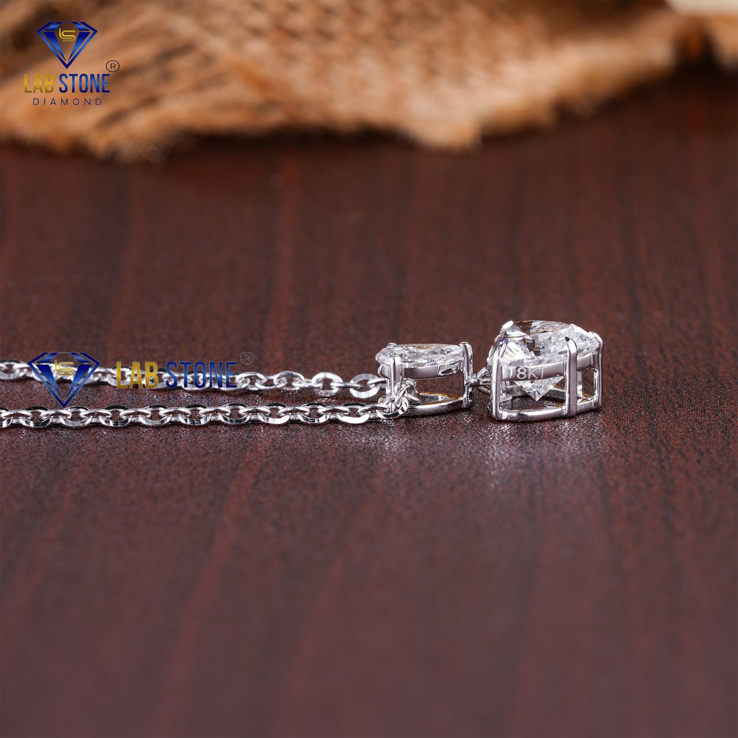 1.41 TDW Heart & Pear Cut Diamond Heart Pendant with Chain