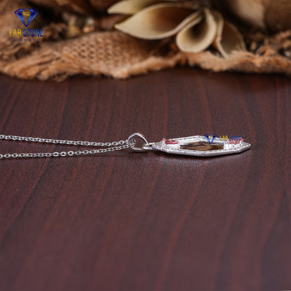 0.57 TDW Round & Fancy Pink Pear Cut Diamond Custom Pendant with Chain