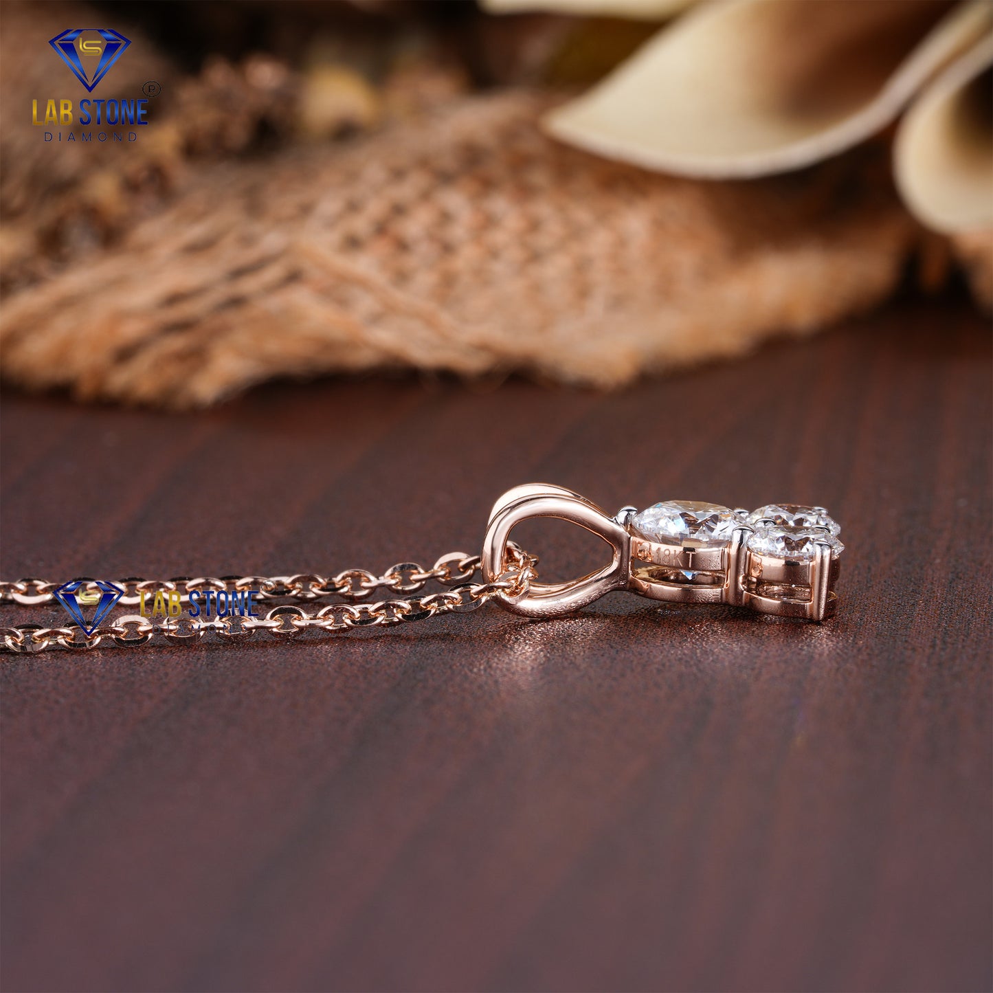 1.36 TDW Round Cut Diamond Custom Pendant with Chain