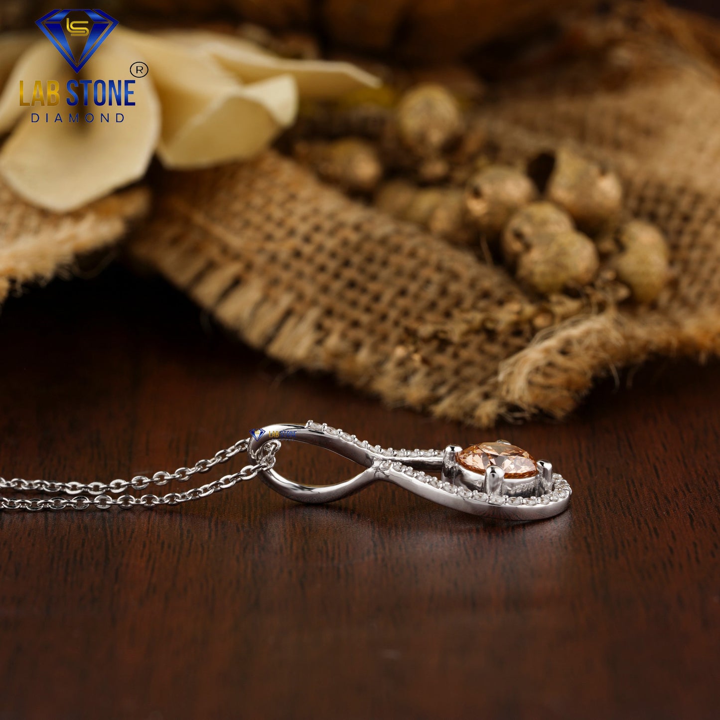 1.23 TDW Pink Round Diamond Custom Pendant with Chain