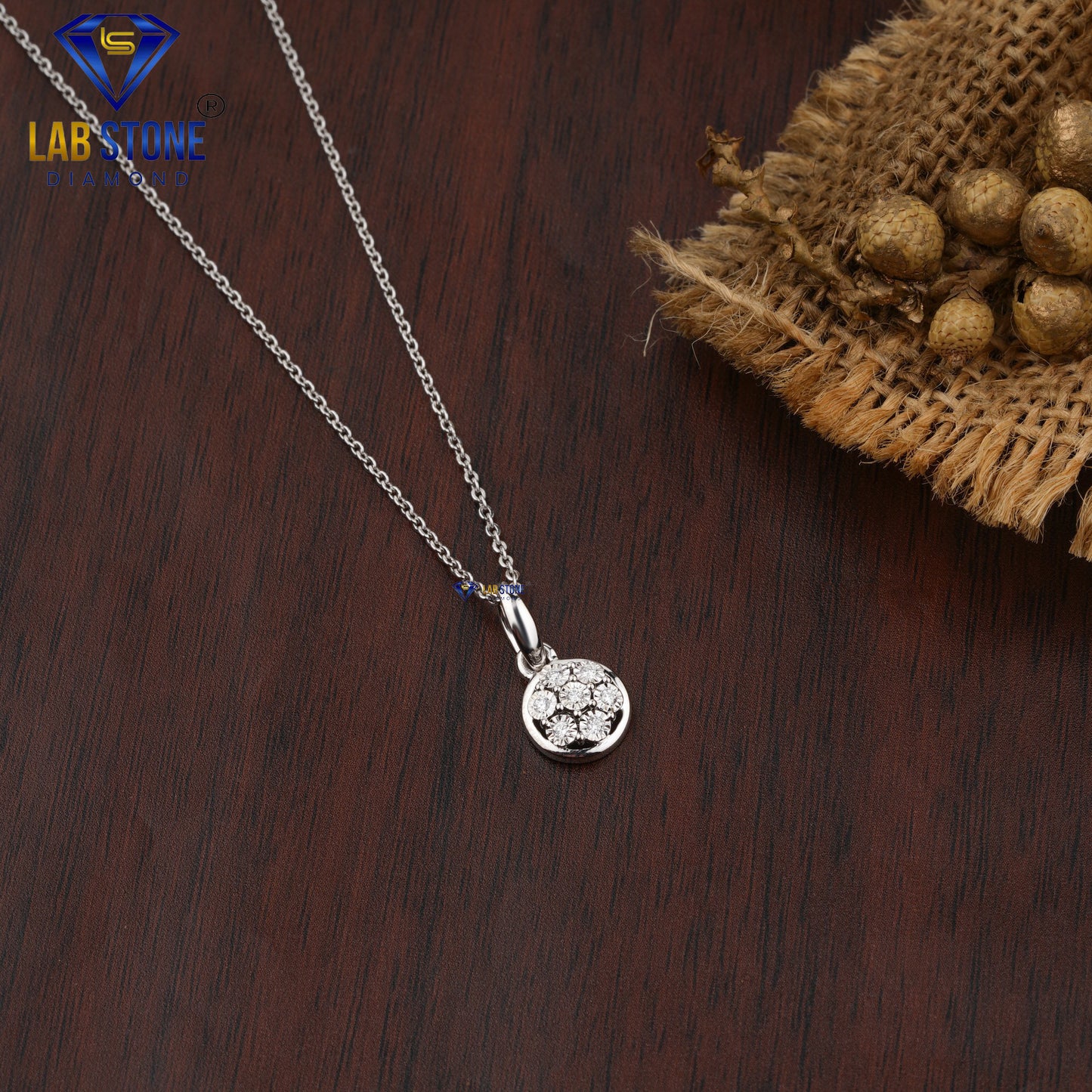 0.07 TDW Round Cut Diamond Custom Pendant with Chain