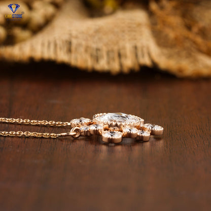 3.566 TDW Rose & Round Cut Diamond Custom Pendant with Chain