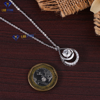 1.48 TDW Round Cut Diamond Custom Pendant with Chain