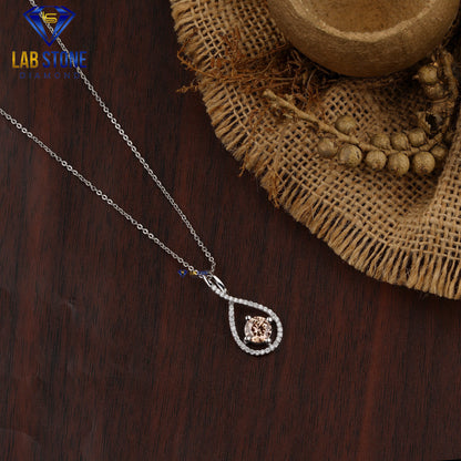 1.23 TDW Pink Round Diamond Custom Pendant with Chain