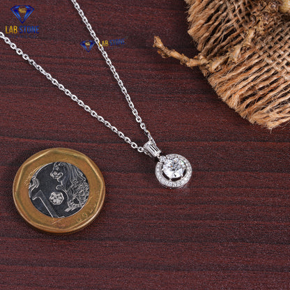 0.979 TDW Round & Baguette Cut Diamond Custom Pendant with Chain