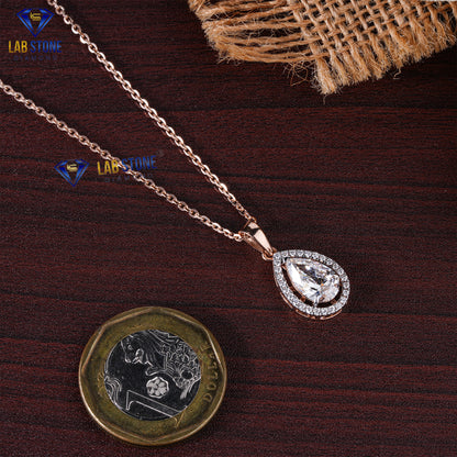 1.962 TDW Round & Pear Cut Diamond Custom Pendant with Chain