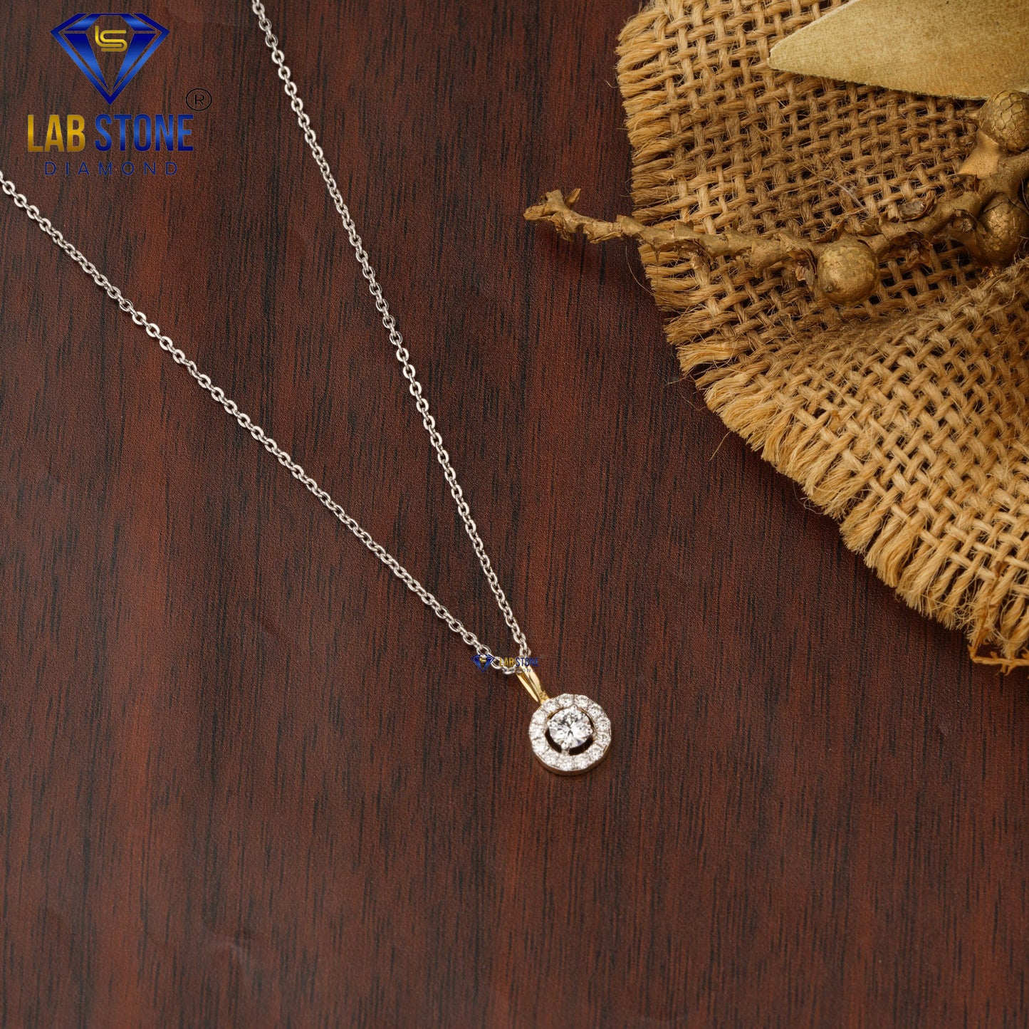 0.31 TDW Round Cut Diamond Custom Pendant With Chain