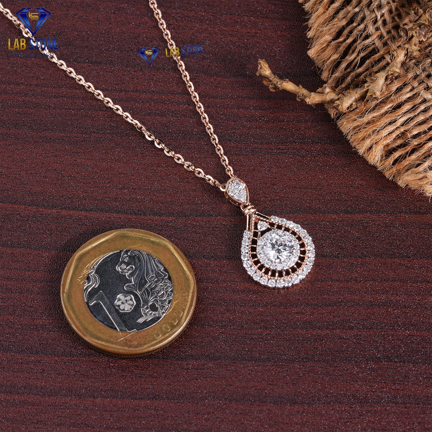 2.227 TDW Round Cut Diamond Custom Pendant with Chain