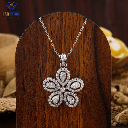1.58 TDW Pear Cut Diamond Custom Pendant with Chain
