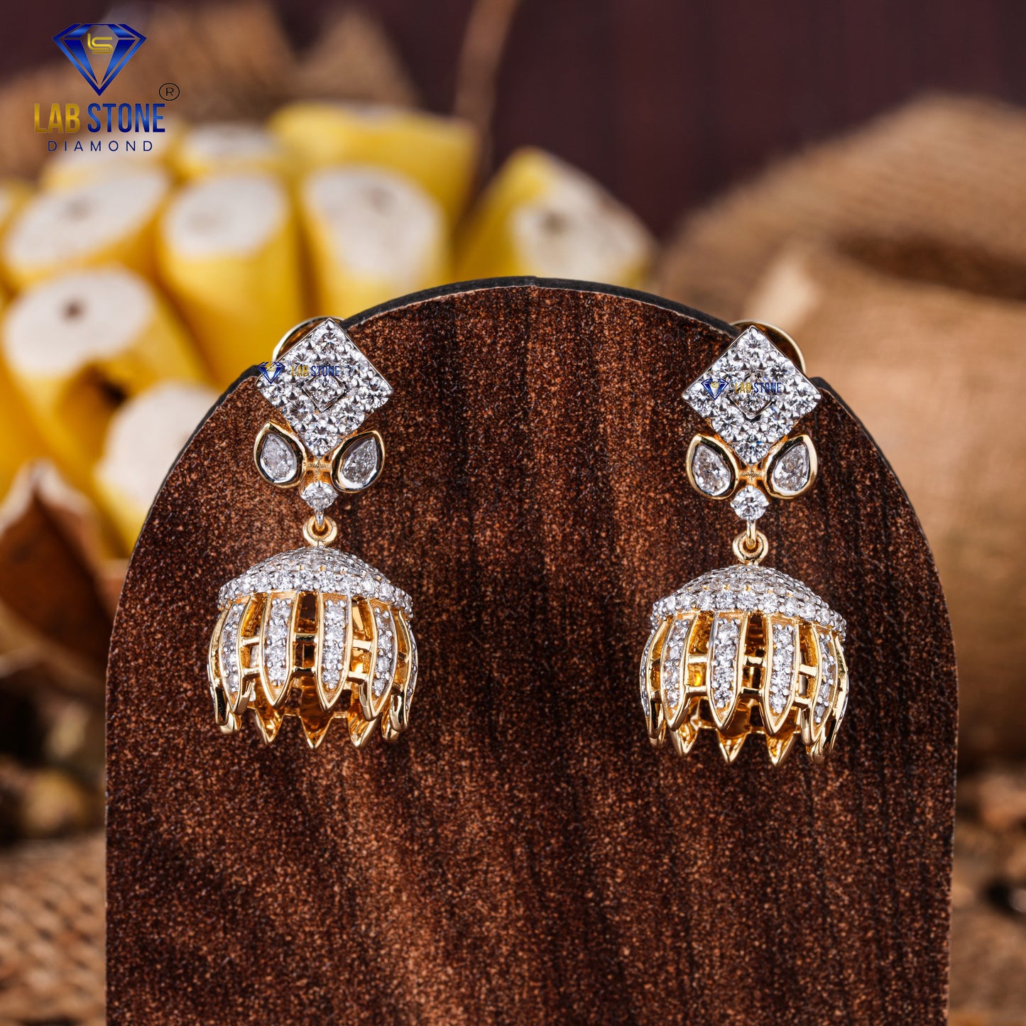 1.67 TDW Pear & Round Cut Diamond Drop & Dangle Earring