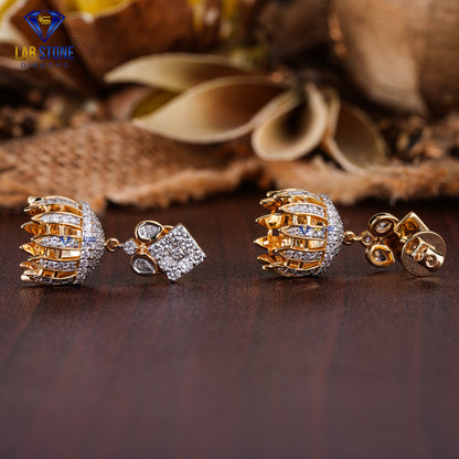 1.67 TDW Pear & Round Cut Diamond Drop & Dangle Earring