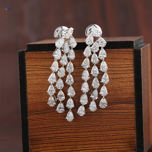 7.20 TDW Pear Cut Diamond Drop & Dangle Earrings
