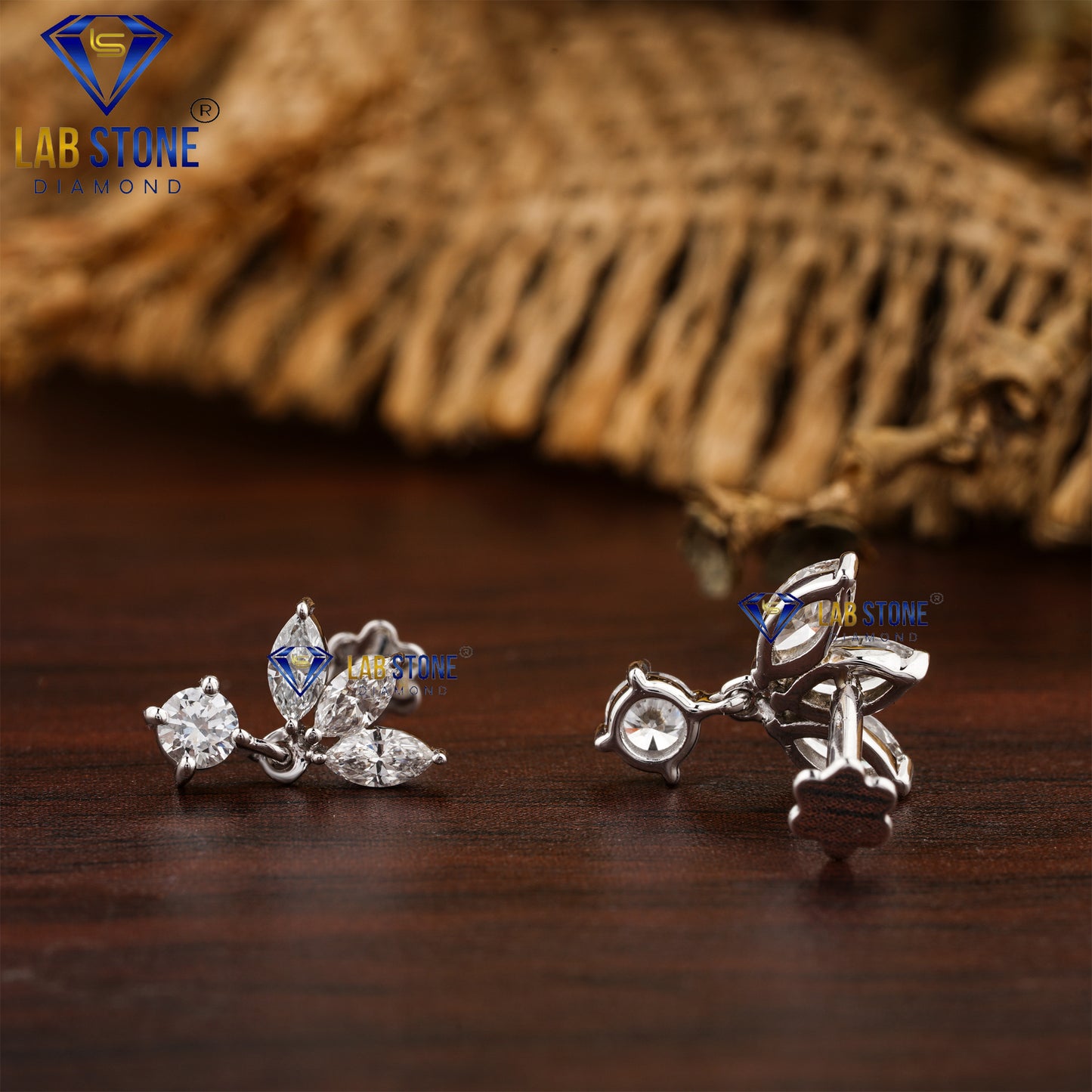 0.49 TDW Marquise & Round Cut Diamond Drop & Dangle Earrings