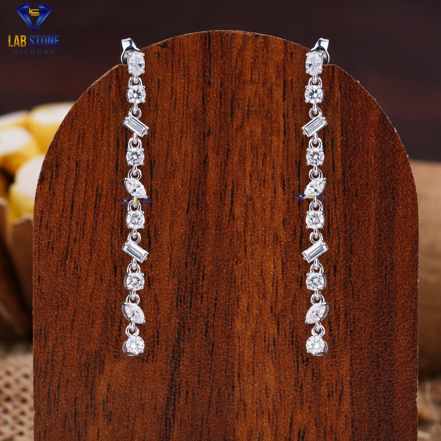 0.90 TDW Marquise, Round, Baguette & Oval Cut Diamond Drop & Dangle Earring