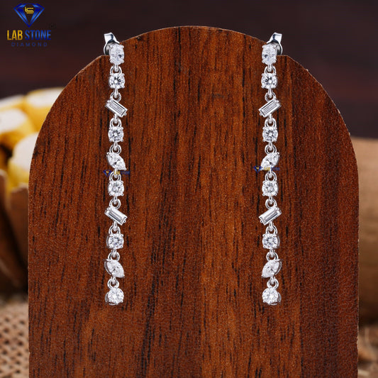 0.90 TDW Marquise, Round, Baguette & Oval Cut Diamond Drop & Dangle Earring