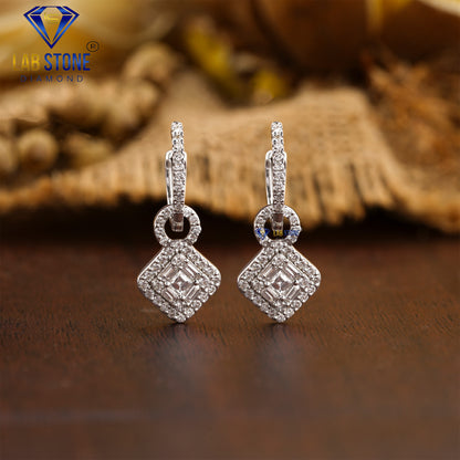 0.60 TDW Princess, Baguette & Round Cut Diamond Drop & Dangle Earring
