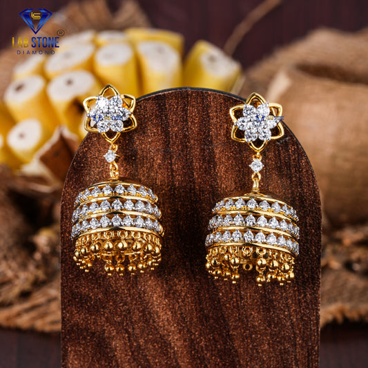 2.58 TDW Round Cut Diamond Drop & Dangle Earring