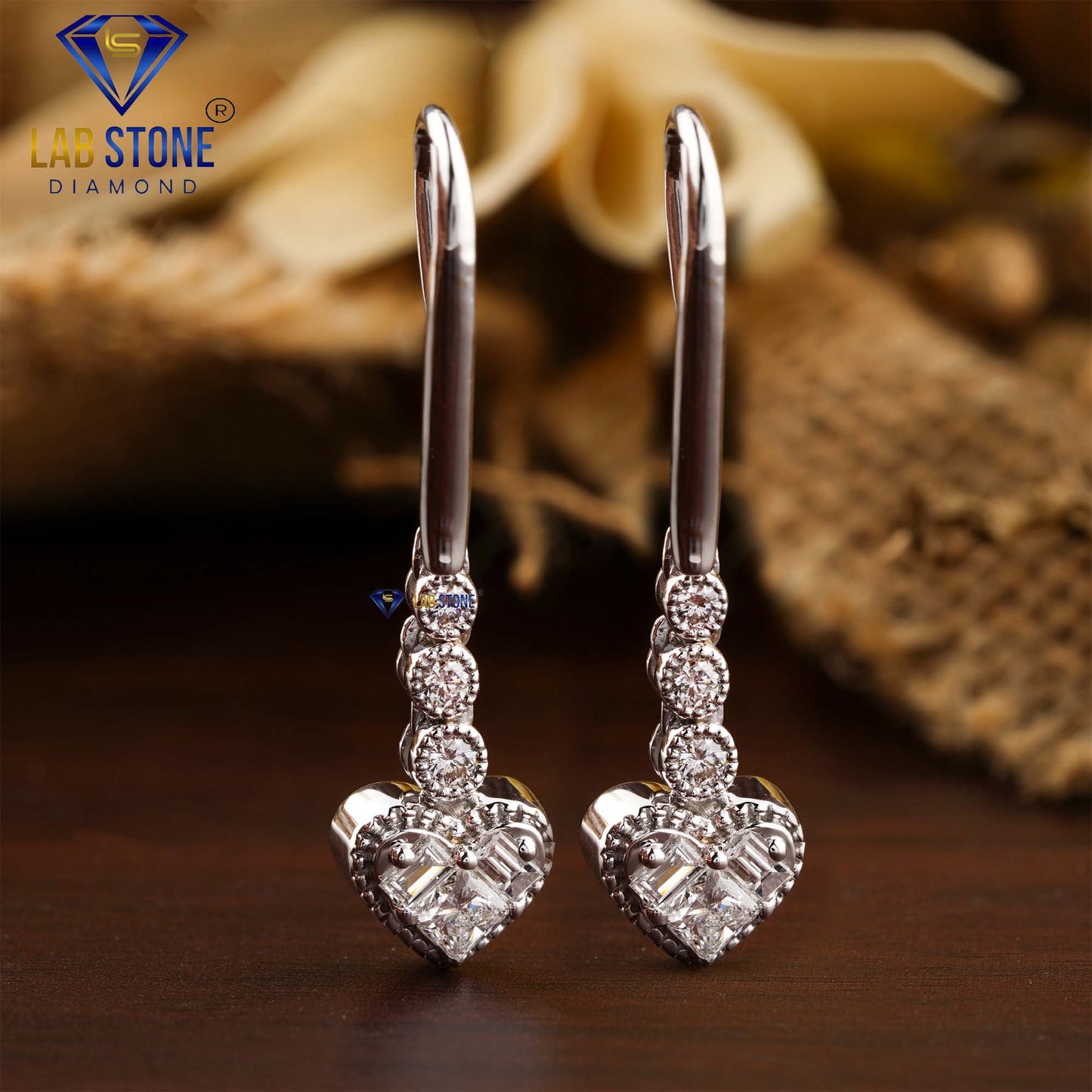 0.69 TDW Round, Princess & Baguette Cut Diamond Drop & Dangle Earrings