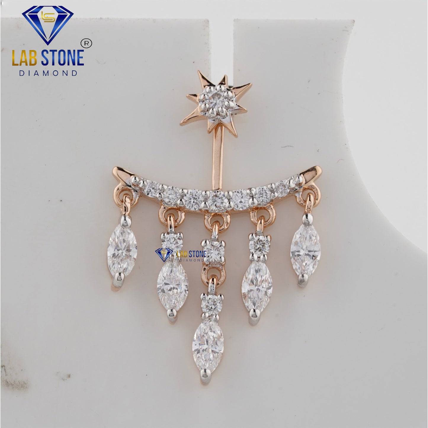 1.27 TDW Marquise & Round Cut Diamond Drop & Dangle Earrings