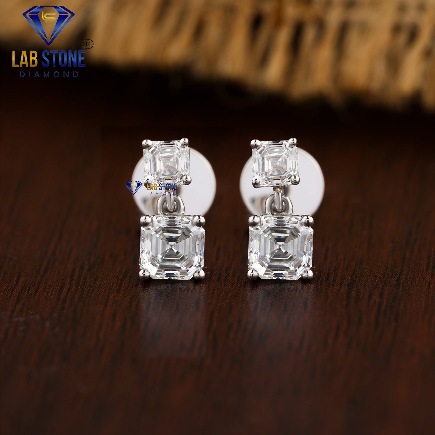 1.30 TDW  Asscher Cut Diamond Drop & Dangle Earring