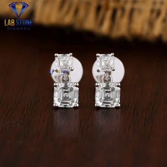 1.30 TDW  Asscher Cut Diamond Drop & Dangle Earring