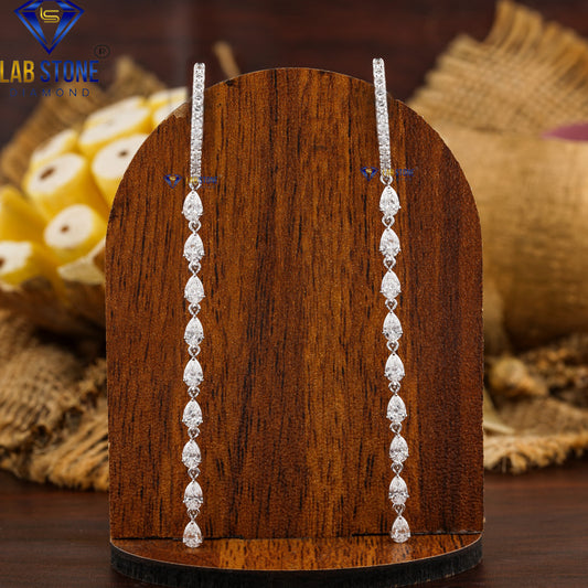 3.55 TDW Pear & Round Cut Diamond Drop & Dangle Earrings