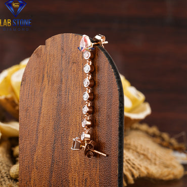 1.63 TDW Fancy Pink Pear, Round & Emerald Cut Diamond Drop & Dangle Earrings