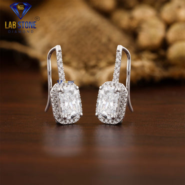 1.64 TDW Radiant & Round Cut Diamond Drop & Dangle Earring