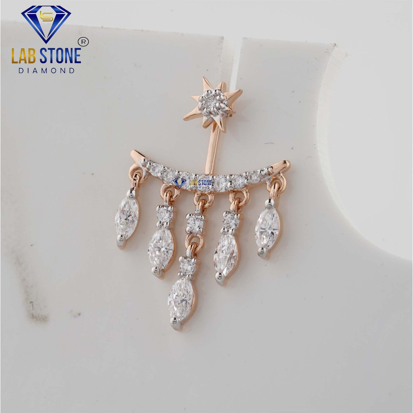 1.27 TDW Marquise & Round Cut Diamond Drop & Dangle Earrings