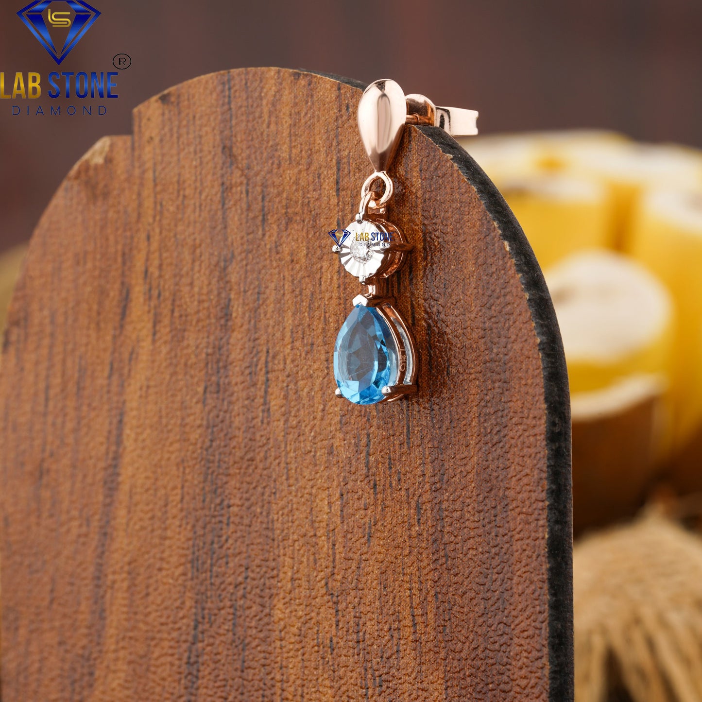 3.67 TDW Fancy Blue Pear & Round Diamond Drop & Dangle Earrings