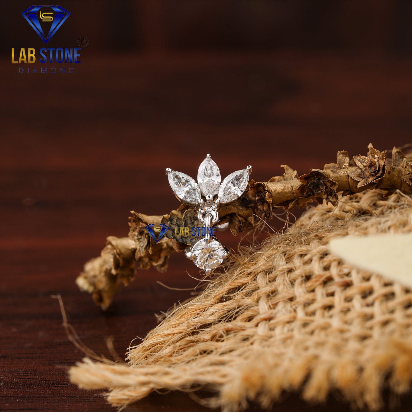 0.49 TDW Marquise & Round Cut Diamond Drop & Dangle Earrings