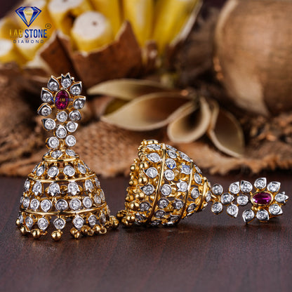 4.41 TDW Ruby & Round Cut Diamond Drop & Dangle Earring