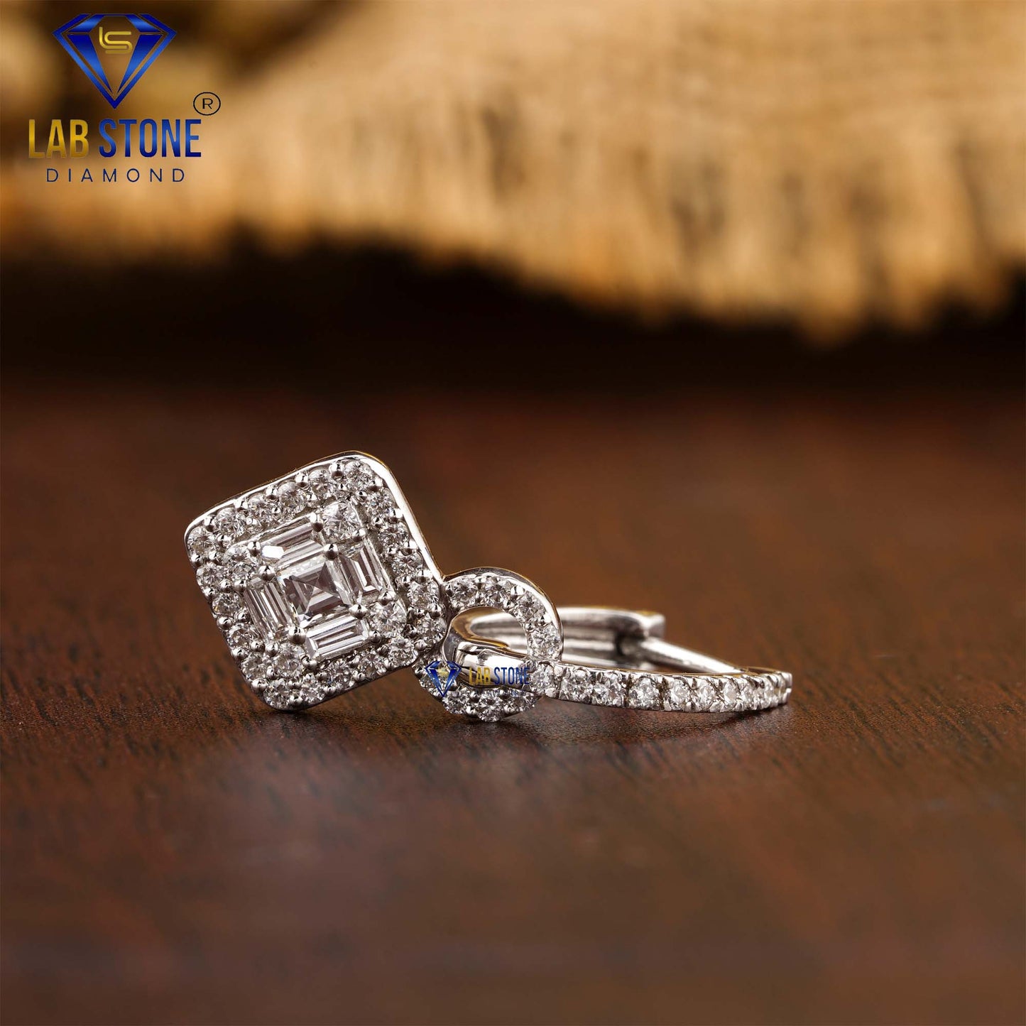 0.60 TDW Princess, Baguette & Round Cut Diamond Drop & Dangle Earring