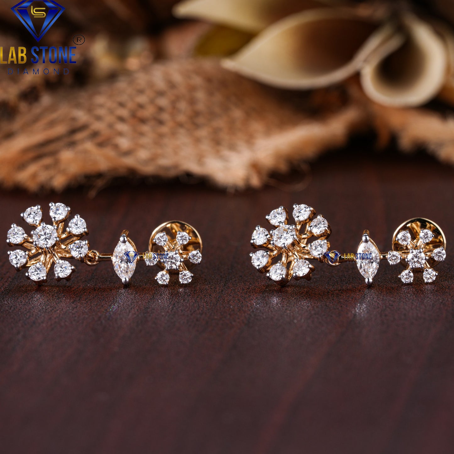 0.98 TDW Marquise & Round Cut Diamond Drop & Dangle Earrings