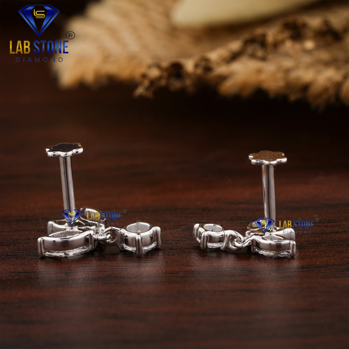 0.49 TDW Marquise & Round Cut Diamond Drop & Dangle Earrings