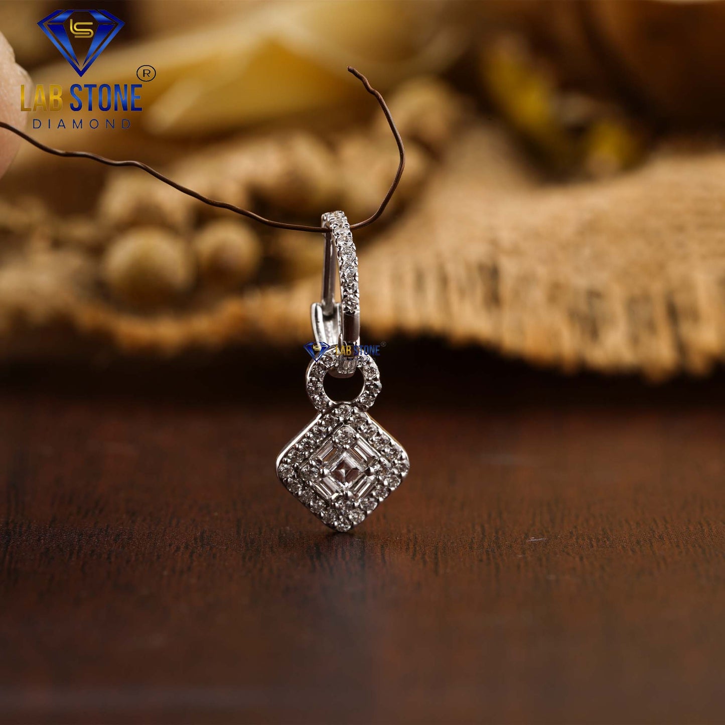 0.60 TDW Princess, Baguette & Round Cut Diamond Drop & Dangle Earring