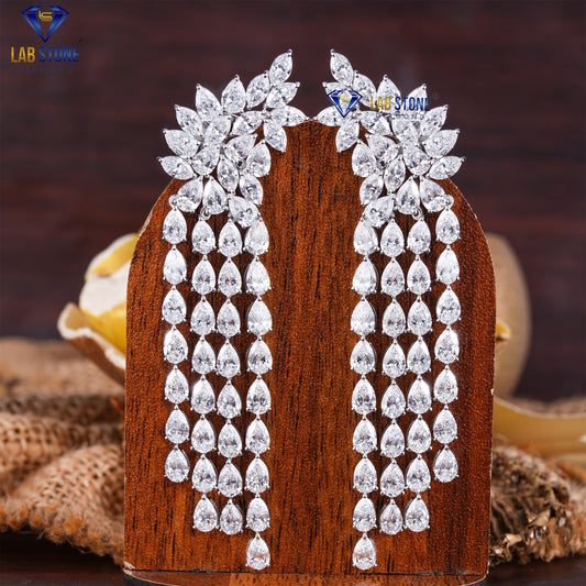 19.40 TDW Pear & Marquise Cut Diamond Drop & Dangle Earrings