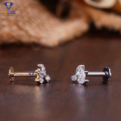 0.14 TDW Marquise & Round Cut Diamond Piercing