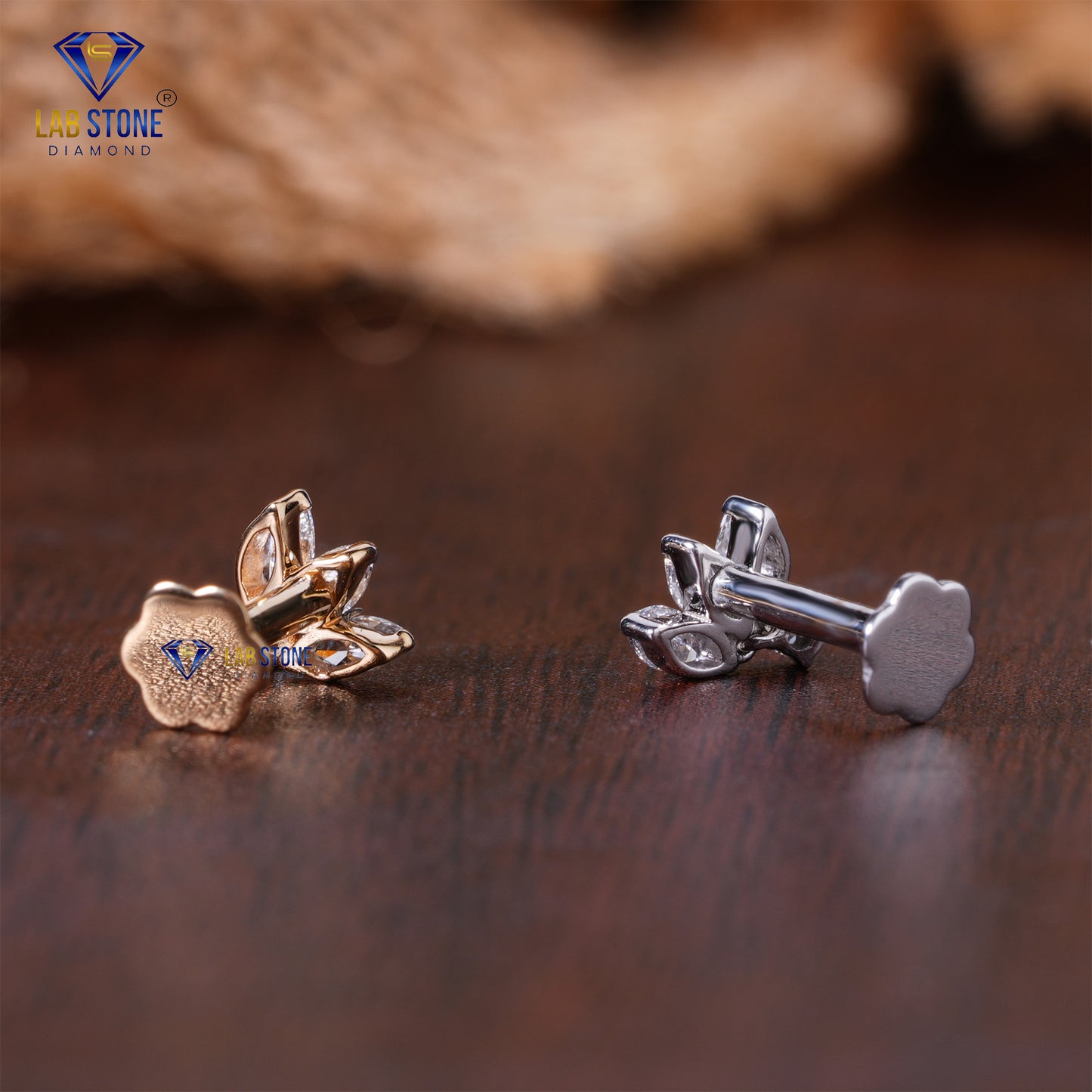 0.14 TDW Marquise & Round Cut Diamond Piercing