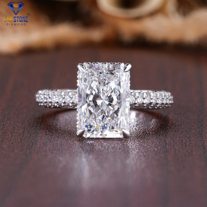 4.92 TDW Radiant Cut Women’s Hidden Halo Diamond Ring