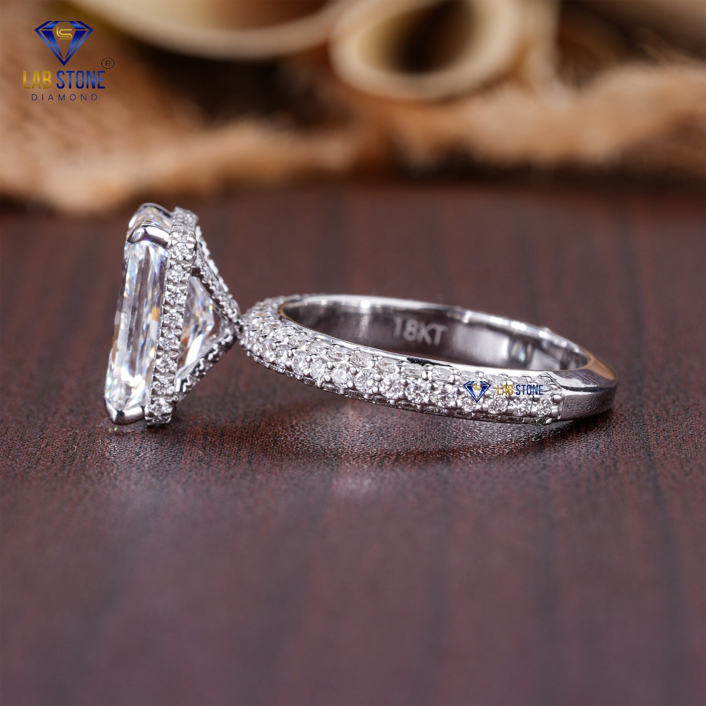 4.92 TDW Radiant Cut Women’s Hidden Halo Diamond Ring