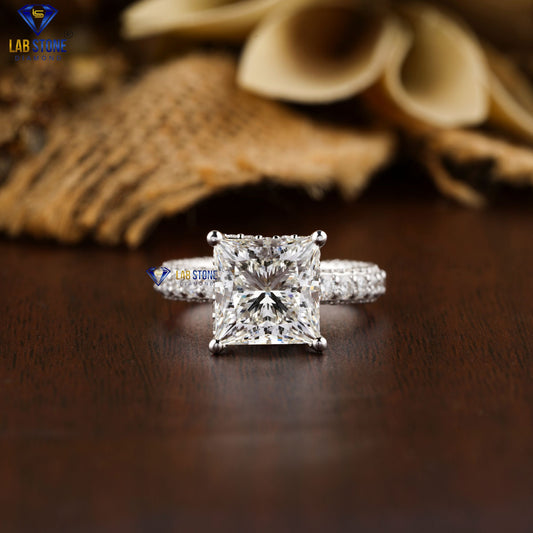 7.25 TDW Princess & Round Cut Diamond Hidden Halo Ring