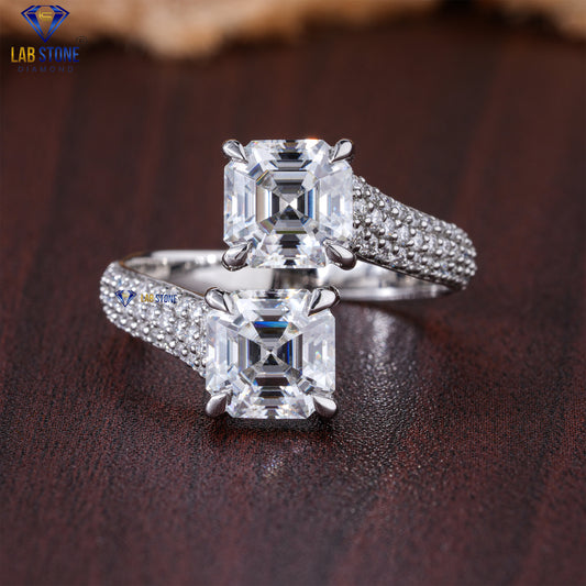 3.92 TDW Asscher & Round Cut Women’s Diamond Engagement Ring