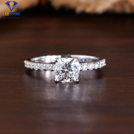 1.34 TDW Cushion & Round Cut Women's Diamond Ring